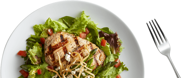 Plate of Brio's grilled salmon salad